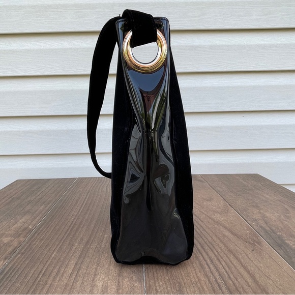 Carolina Herrera Good Girl Black Patent Leather & Velvet Bag/Purse - Picture 3 of 5